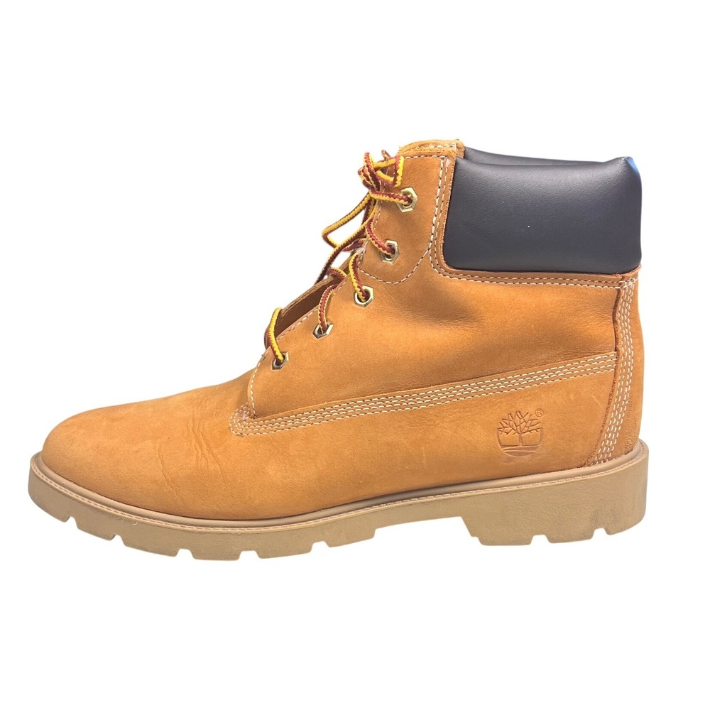 Timberland 10960 Waterproof Boots Boys 7 Wheat Nubuck Leather Solid Lace Up